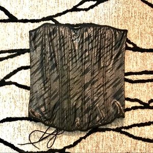 Sheer Black and Silver Corset With Side Zipper